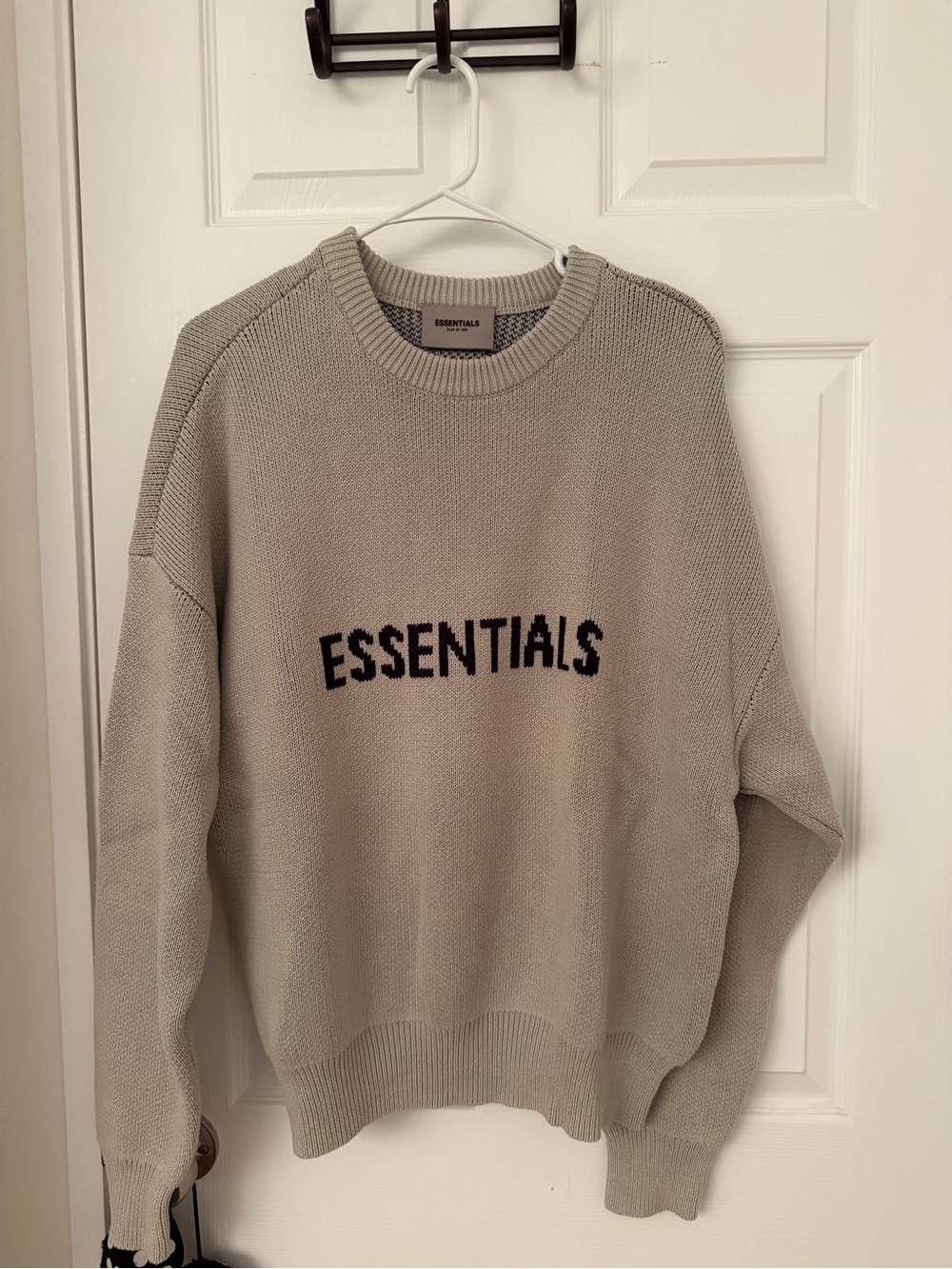 ESSENTIALS Crewneck Sweater in Light Sage with Black Logo